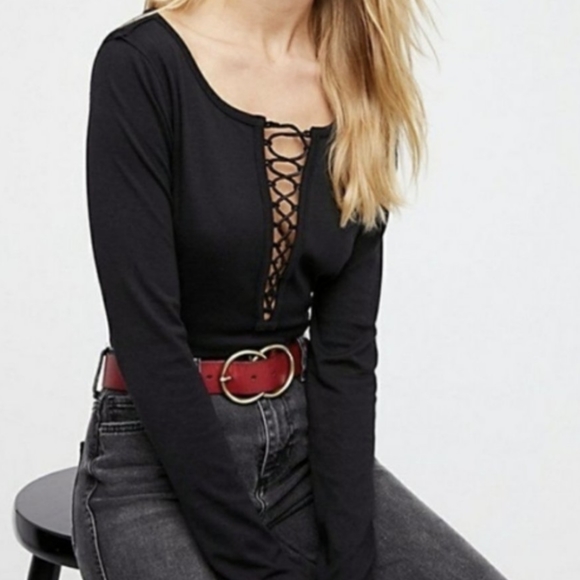 Free People Tops - FREE PEOPLE Jacquie Laced Front Long Sleeve Top